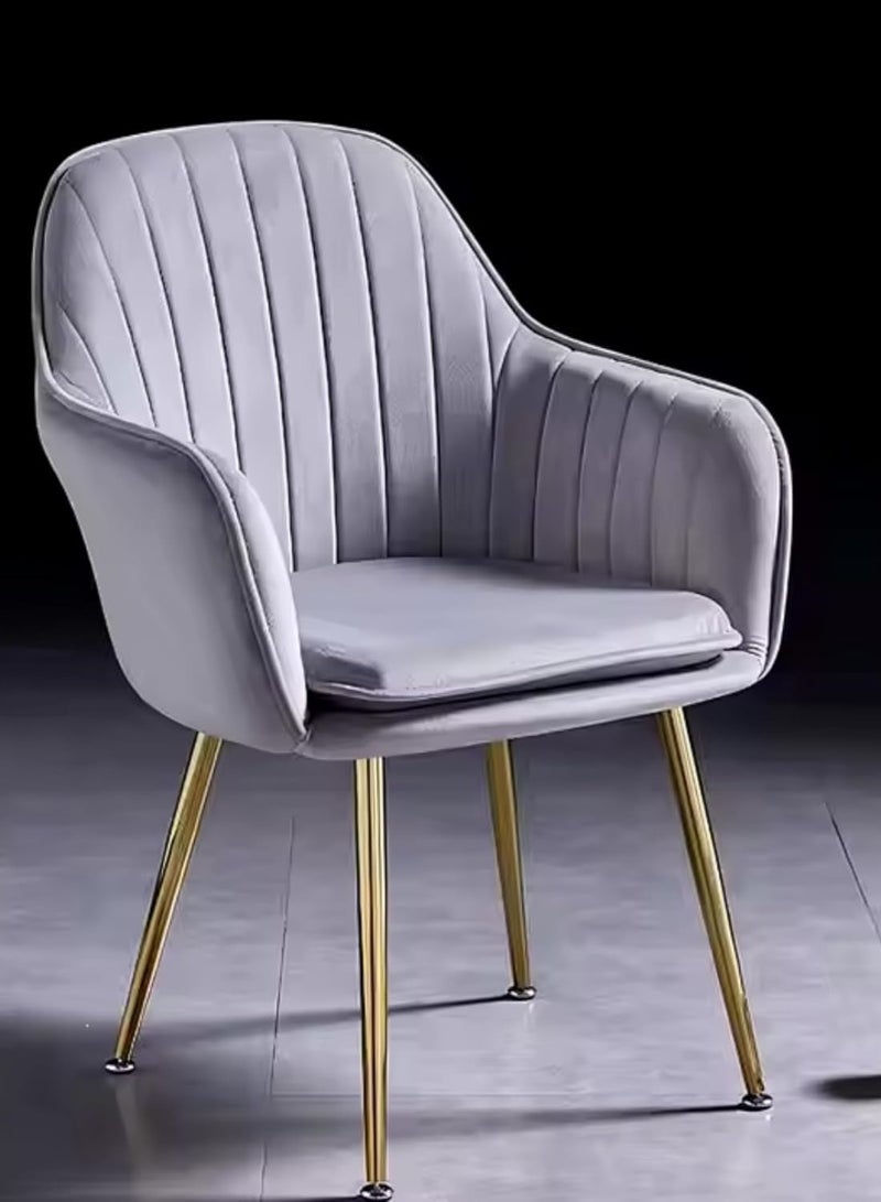 كراسي طعام مانيس الحديثة المخملية (طقم من قطعتين) - كراسي أنيقة مبطنة ومميزة مع وسادة وأرجل معدنية متينة - مثالية لتناول الطعام وغرفة المعيشة والمكتب والمطاعم (رمادي) - Image 3