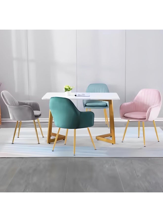 كراسي طعام مانيس الحديثة المخملية (طقم من قطعتين) - كراسي أنيقة مبطنة ومميزة مع وسادة وأرجل معدنية متينة - مثالية لتناول الطعام وغرفة المعيشة والمكتب والمطاعم (رمادي) - Image 4