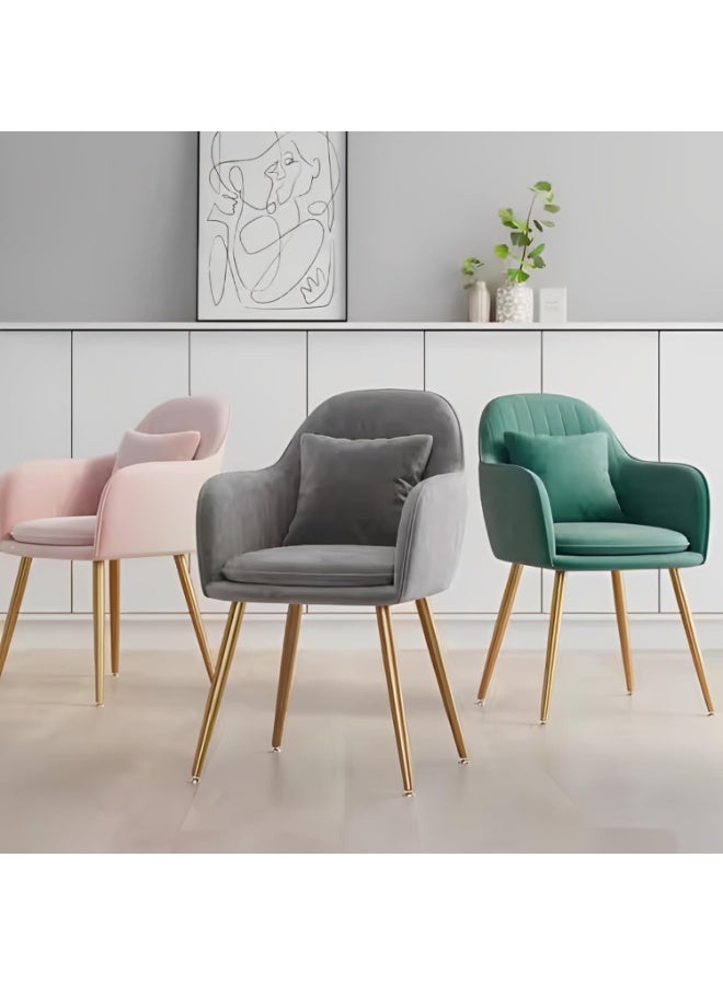 كراسي طعام مانيس الحديثة المخملية (طقم من قطعتين) - كراسي أنيقة مبطنة ومميزة مع وسادة وأرجل معدنية متينة - مثالية لتناول الطعام وغرفة المعيشة والمكتب والمطاعم (رمادي) - Image 5