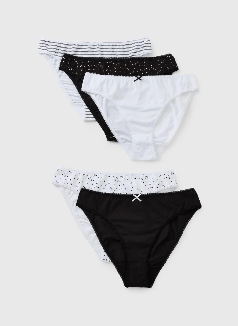 ماتلان 5 Pack Monochrome High Leg Knickers