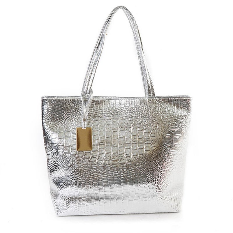 Valentoria Stylish Shoulder Purse Medium Tote Handbag Crossbody Hobo Girls Chic Leightweight Travel Beach Weekender Bag Silver - Image 1