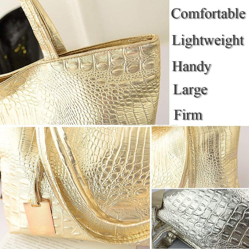 Valentoria Stylish Shoulder Purse Medium Tote Handbag Crossbody Hobo Girls Chic Leightweight Travel Beach Weekender Bag Silver - Image 5