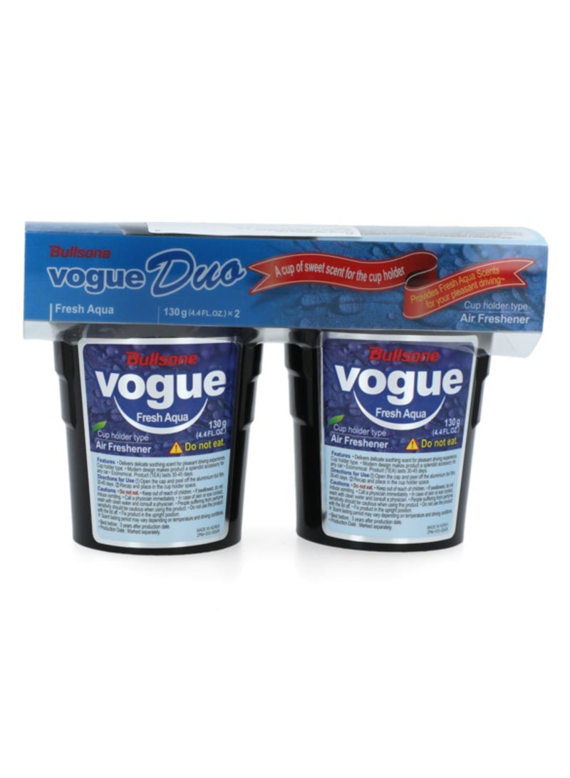 بولسون معطر جو للسيارة Vogue Fresh Aqua مكون من قطعتين - يدوم طويلاً، 130 جرامًا، لقيادة منعشة - Image 1