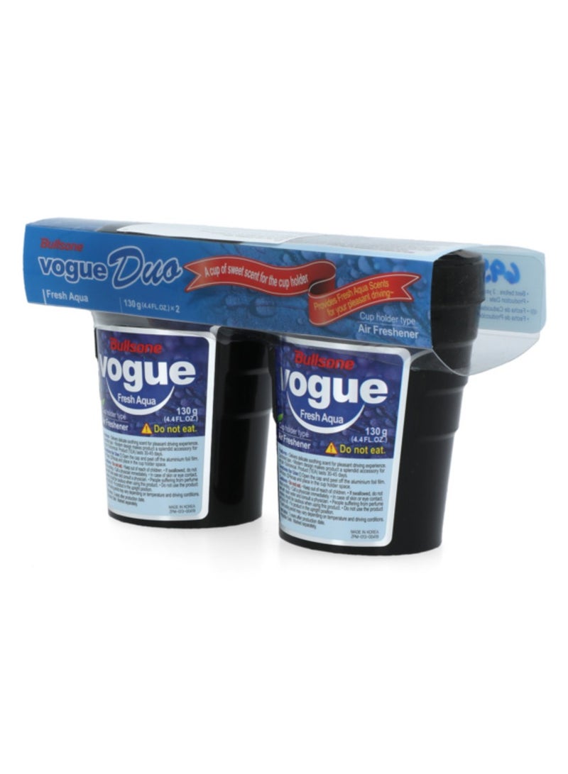 بولسون معطر جو للسيارة Vogue Fresh Aqua مكون من قطعتين - يدوم طويلاً، 130 جرامًا، لقيادة منعشة - Image 4
