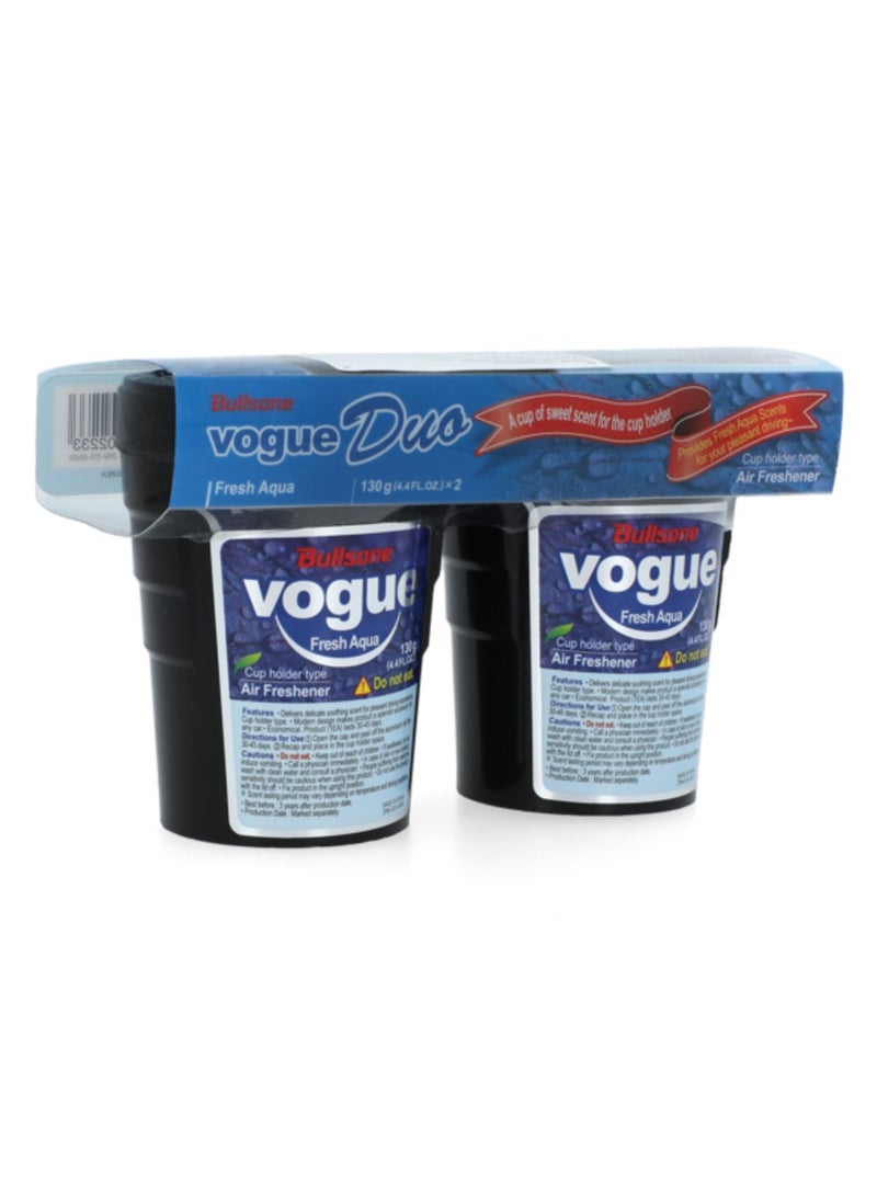 بولسون معطر جو للسيارة Vogue Fresh Aqua مكون من قطعتين - يدوم طويلاً، 130 جرامًا، لقيادة منعشة - Image 5