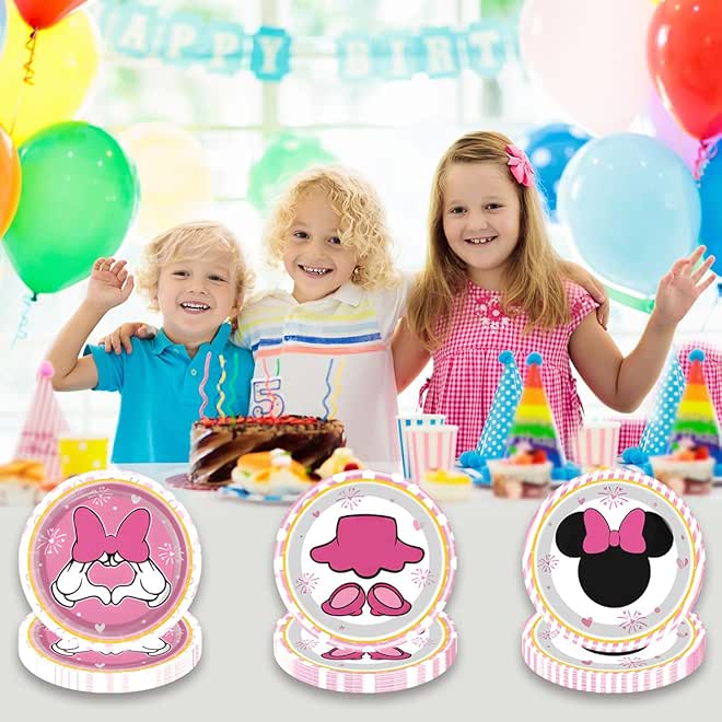 NF ORANGE 30pc Pink Cartoon Mouse Party Plates,Mouse Theme Birthday Party Decorations Supplies - Image 2