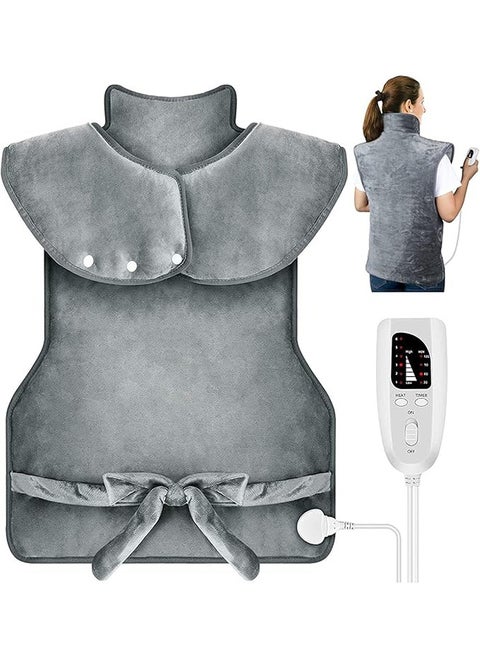 Heating Pad for Neck and Shoulders 100x60cm Large Heat Wrap for Back 6 Temperature Settings with Auto-Off Time