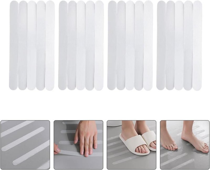 Gadpiparty 4sets Anti-Slip Shower Strips Non-Slip Floor Ladder Tape for Safe Bathing Stairs Prevent and Falls Bathroom Accessories White - Image 2