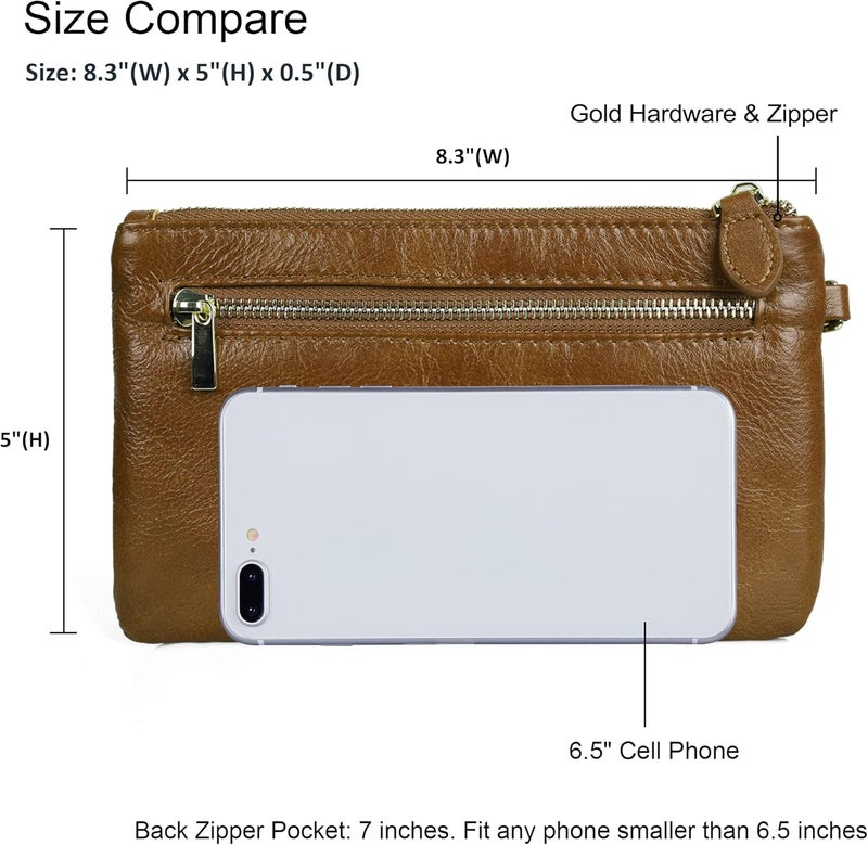 befen Genuine Leather Wristlet Clutch RFID Blocking Bag Cell Phone Wallet Purse Wristlet Wallet Purses and Handbags for Women - Image 3
