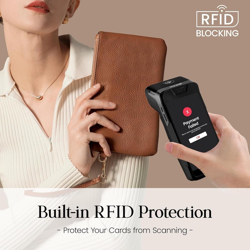 befen Genuine Leather Wristlet Clutch RFID Blocking Bag Cell Phone Wallet Purse Wristlet Wallet Purses and Handbags for Women - Image 2