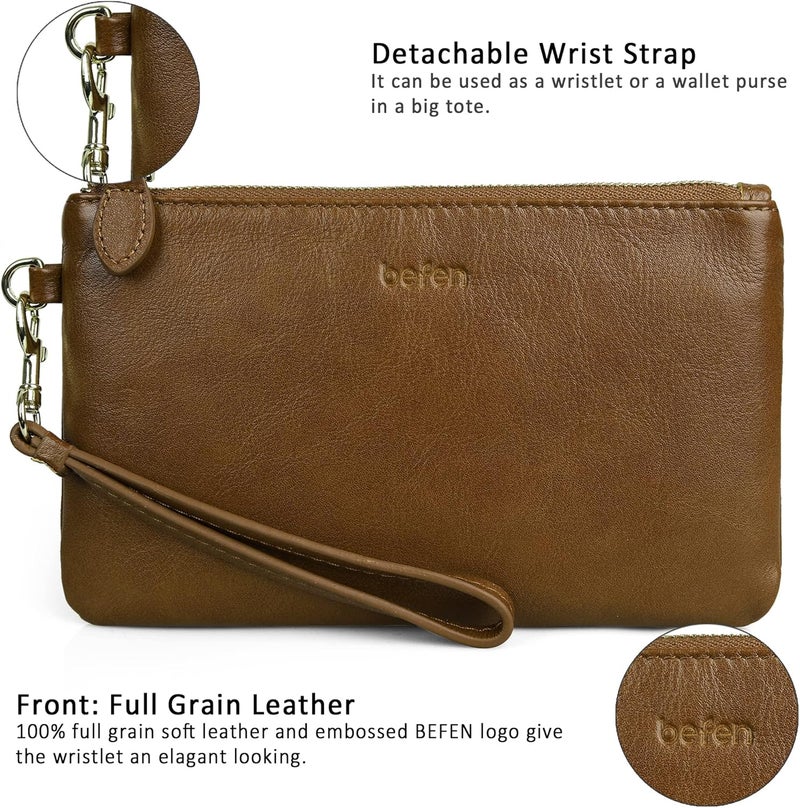 befen Genuine Leather Wristlet Clutch RFID Blocking Bag Cell Phone Wallet Purse Wristlet Wallet Purses and Handbags for Women - Image 4