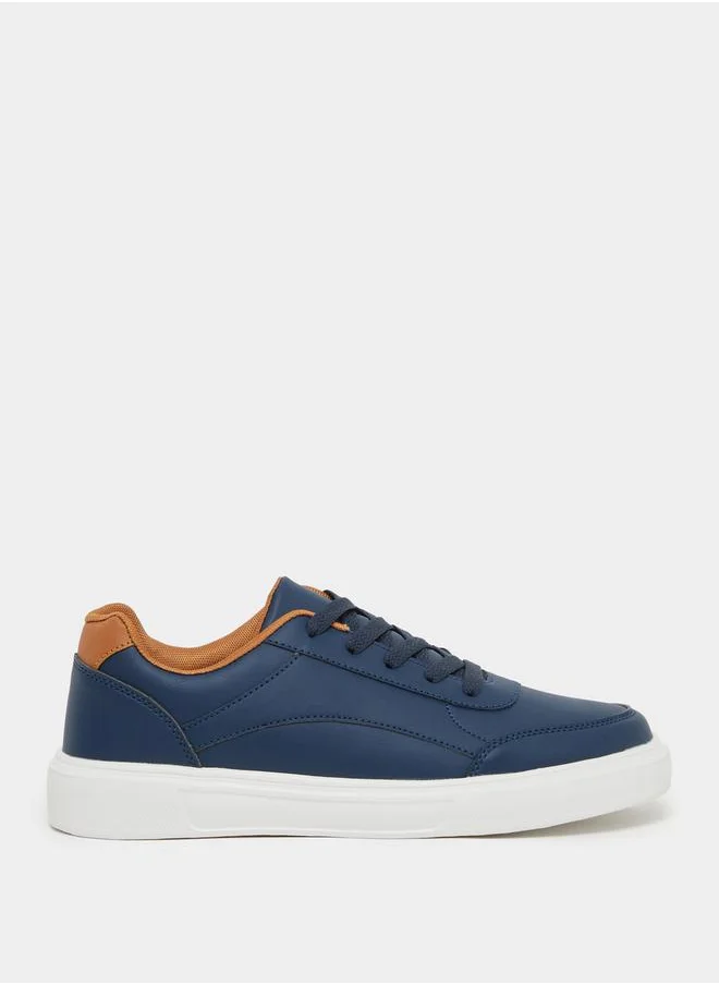 Styli Low Heel Platform Sole Lace Up Sneakers