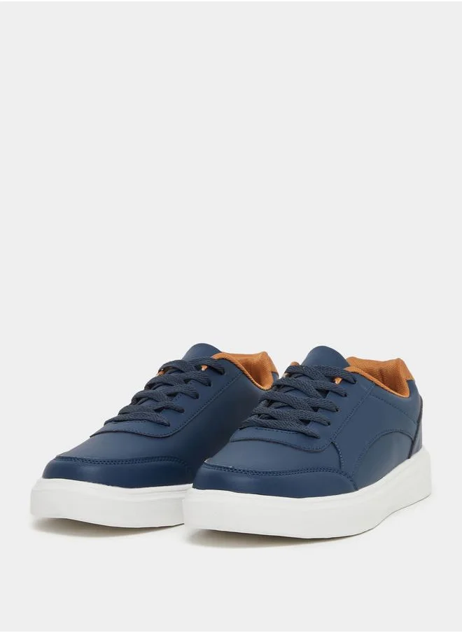 Styli Low Heel Platform Sole Lace Up Sneakers