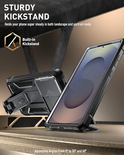 Poetic Spartan Case for Galaxy S25 Ultra 6.9", [Slide Camera Cover] [Screen Protector Works with Fingerprint ID]Military Grade Rugged Shockproof S25 Ultra Phone Case with Kickstand, Metallic Gun Metal - Image 3