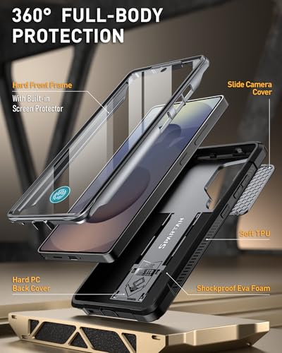 Poetic Spartan Case for Galaxy S25 Ultra 6.9", [Slide Camera Cover] [Screen Protector Works with Fingerprint ID]Military Grade Rugged Shockproof S25 Ultra Phone Case with Kickstand, Metallic Gun Metal - Image 2