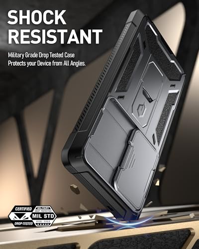 Poetic Spartan Case for Galaxy S25 Ultra 6.9", [Slide Camera Cover] [Screen Protector Works with Fingerprint ID]Military Grade Rugged Shockproof S25 Ultra Phone Case with Kickstand, Metallic Gun Metal - Image 4