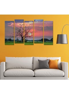 Paper Plane Design PAPER PLANE DESIGN Painting for Wall Decoration Sunset View Picture 5 Split Panels Art Décor for Living Room Bedroom Hotel Office, Sun-board, (27 x 50 inch)  - Image 2