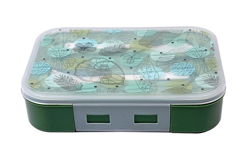 Param Abs Plastic Folding Lunch Box For Kids And Adults, Leak Proof Lunch Containers With 3 Compartments (Green), 120 milliliter - Image 1