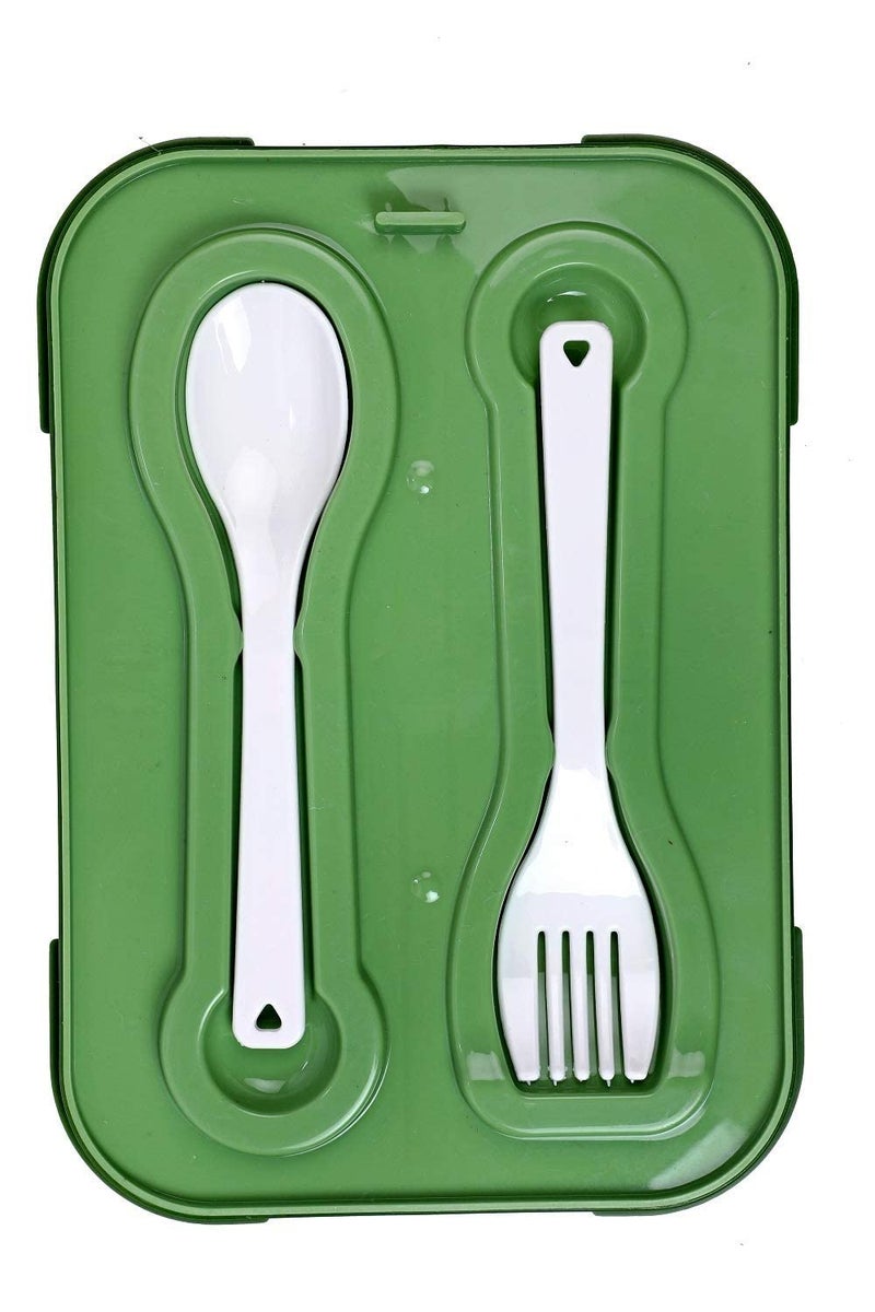 Param Abs Plastic Folding Lunch Box For Kids And Adults, Leak Proof Lunch Containers With 3 Compartments (Green), 120 milliliter - Image 2