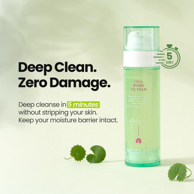 MAXCLINIC [K-Beauty] Cica Biome Oil to Foam - All-in-One Korean Face Wash OilBased Foaming Facial Cleanser - Deeply Hydrating & Moisturizing Makeup Deep Cleansing Oil for Sensitive Skin (3.88 fl oz) - Image 5
