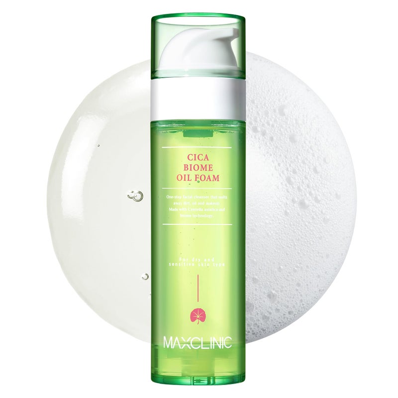 MAXCLINIC [K-Beauty] Cica Biome Oil to Foam - All-in-One Korean Face Wash OilBased Foaming Facial Cleanser - Deeply Hydrating & Moisturizing Makeup Deep Cleansing Oil for Sensitive Skin (3.88 fl oz) - Image 1