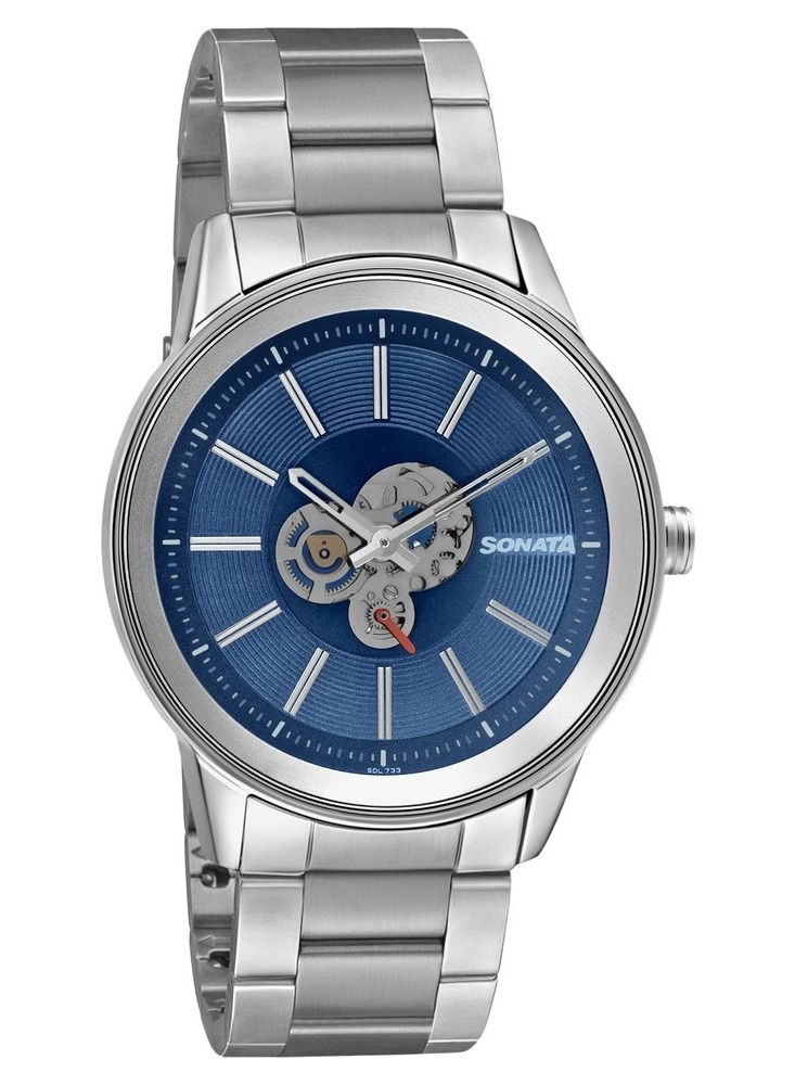 Sonata Stainless Steel Chronograph Wrist Watch 7133SM02 40mm Silver - Image 1