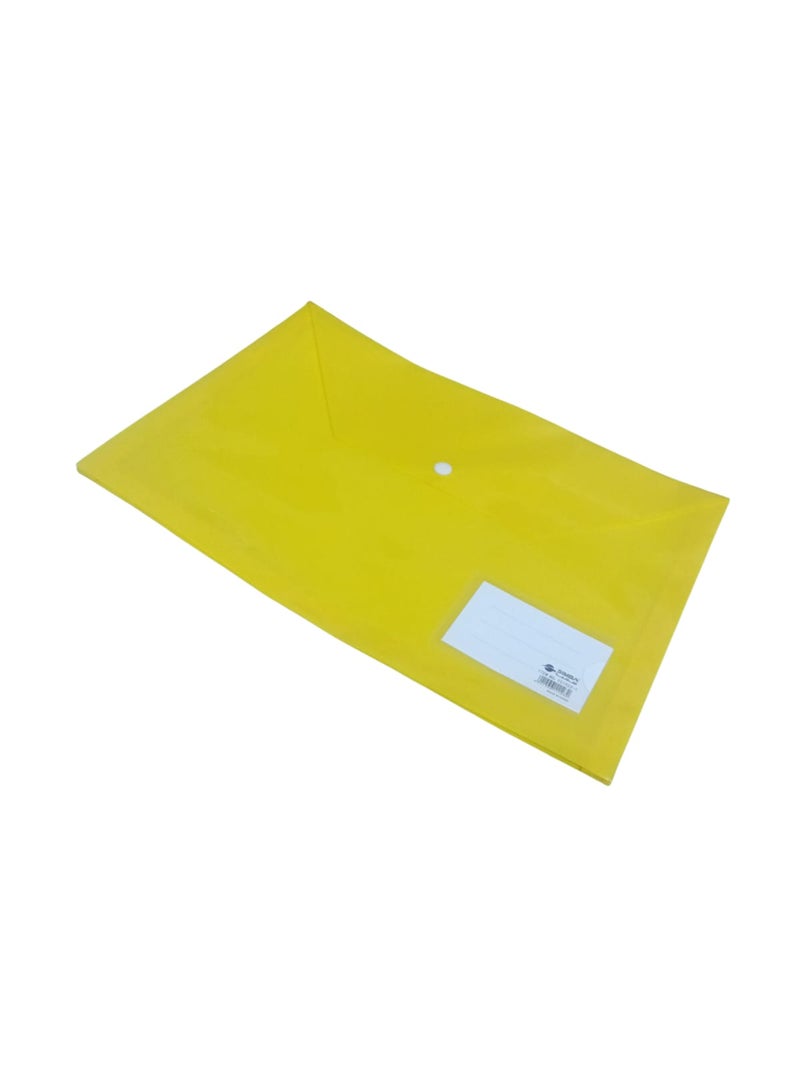 Simba Snap Button Folder Opaque with Name Card and Side Gusset Yellow 200 Micron Foolscap Model FC1023-1
