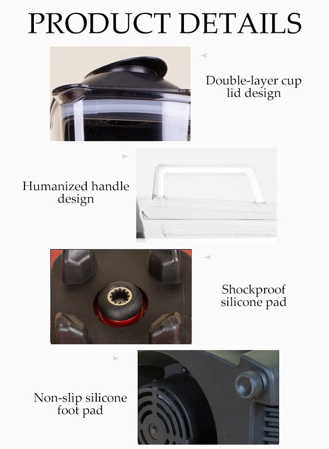 DUNISO خلاط احترافي على السطح، خلاط قوي متعدد الوظائف عالي السرعة للعصائر، السموذي والطحن، سعة 2 لتر قابلة للتعديل - Image 3