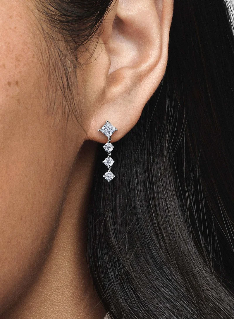 PANDORA Sparkling Round & Square Drop Earrings