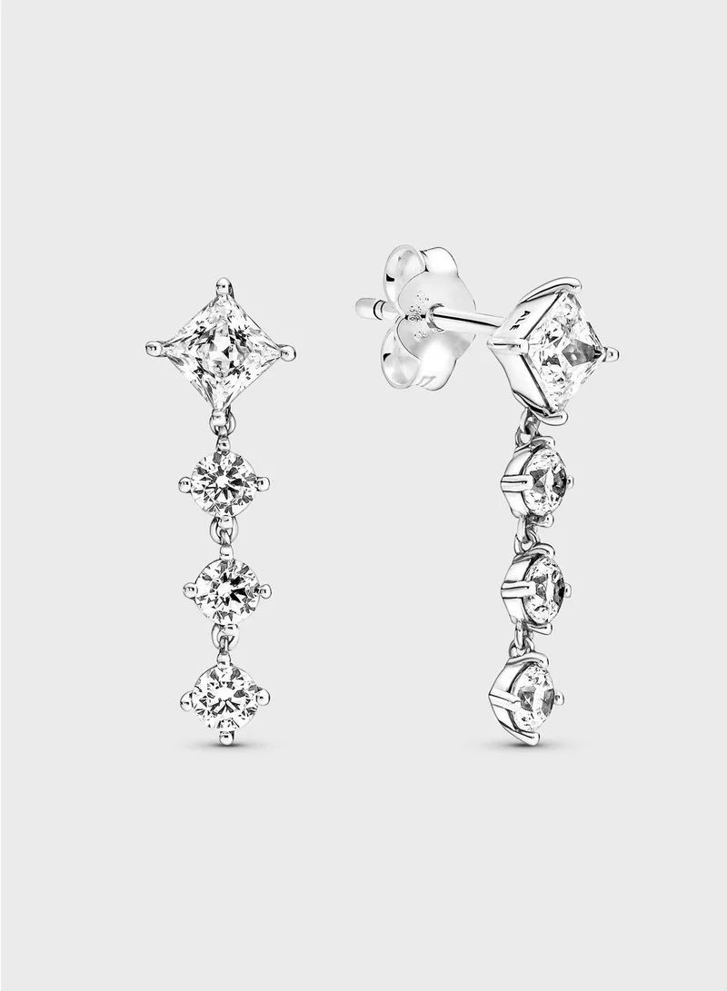 PANDORA Sparkling Round & Square Drop Earrings
