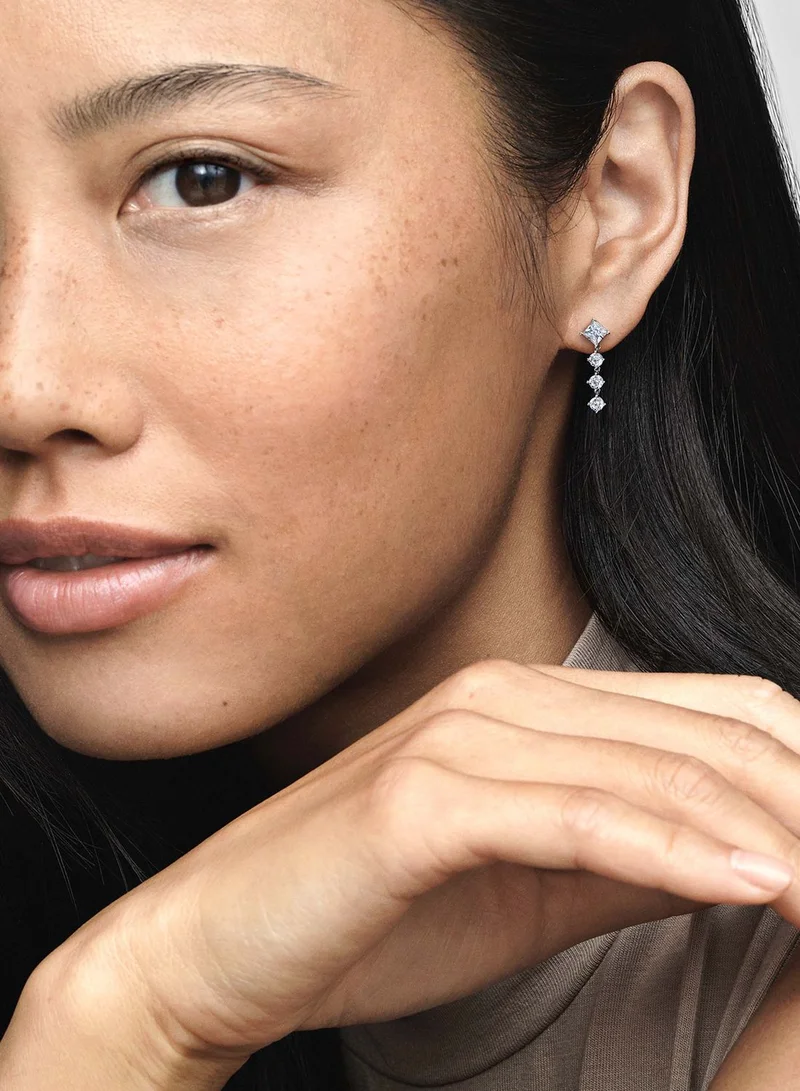 PANDORA Sparkling Round & Square Drop Earrings
