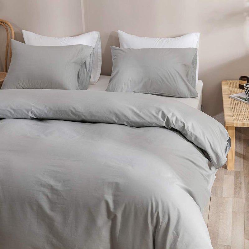 CLOTHKNOW Grey Queen Comforter Set 3Pcs Silver Gray Bedding Comforter Sets Gray Queen Comforter Light Gray Queen Size Comforter Sets - Image 3