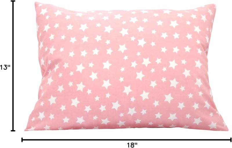 Comfy Turtles Star Toddler Pillow Cases 13 x 18 - Pillow Cases for Travel Pillow, Baby Cover Pillow Case, Star Pillowcase Breathable Pillow for Toddler - Pink Star - Image 3