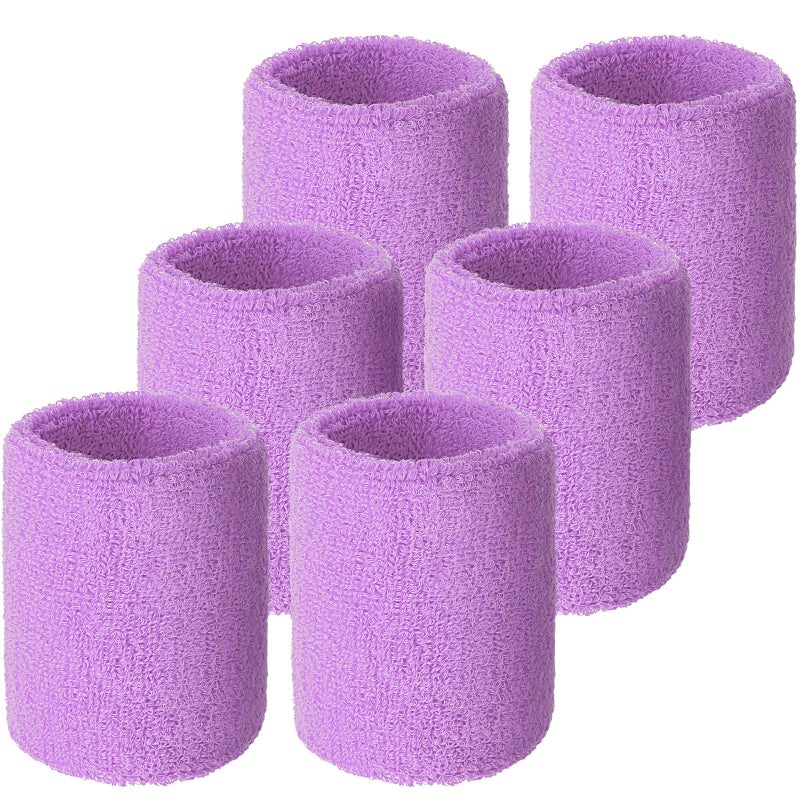 Willbond 6 Pcs Wrist Sweatbands Sports Tennis Wristbands Wrist Bands for Sweat Wrist Bands Competitions Absorbent Sweatbands for Basketball Tennis Football Running Working(Fresh Purple)