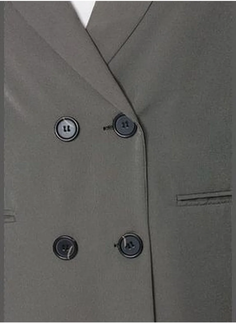 trendyol Gray Regular Lined Woven Blazer with Buttons TWOAW23BC00017