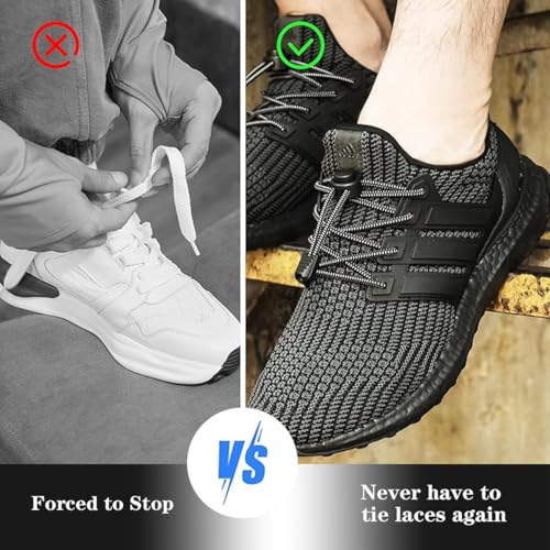 FFZDENA 3 Pairs No Tie Shoe Laces, Elastic Shoelaces for Men, Black, Gray and White Sneaker Laces, Quick and Easy Shoelace Replacemen - Image 5