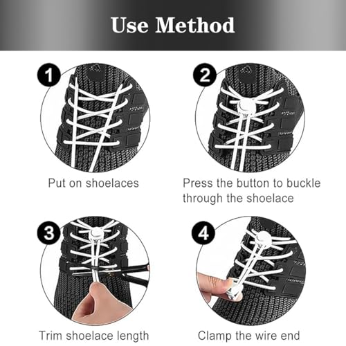 FFZDENA 3 Pairs No Tie Shoe Laces, Elastic Shoelaces for Men, Black, Gray and White Sneaker Laces, Quick and Easy Shoelace Replacemen - Image 4