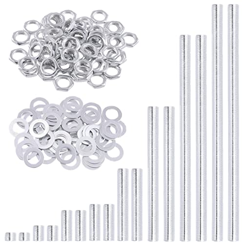 Tanstic 160Pcs Lamp Rod Threaded Rods Lamp Pipe DIY Lamp Repair Hardware Assortment Including 32Pcs 8 Sizes Lamp Pipe Nipples, 64Pcs Washers, 64Pcs Lock Nuts - Image 1