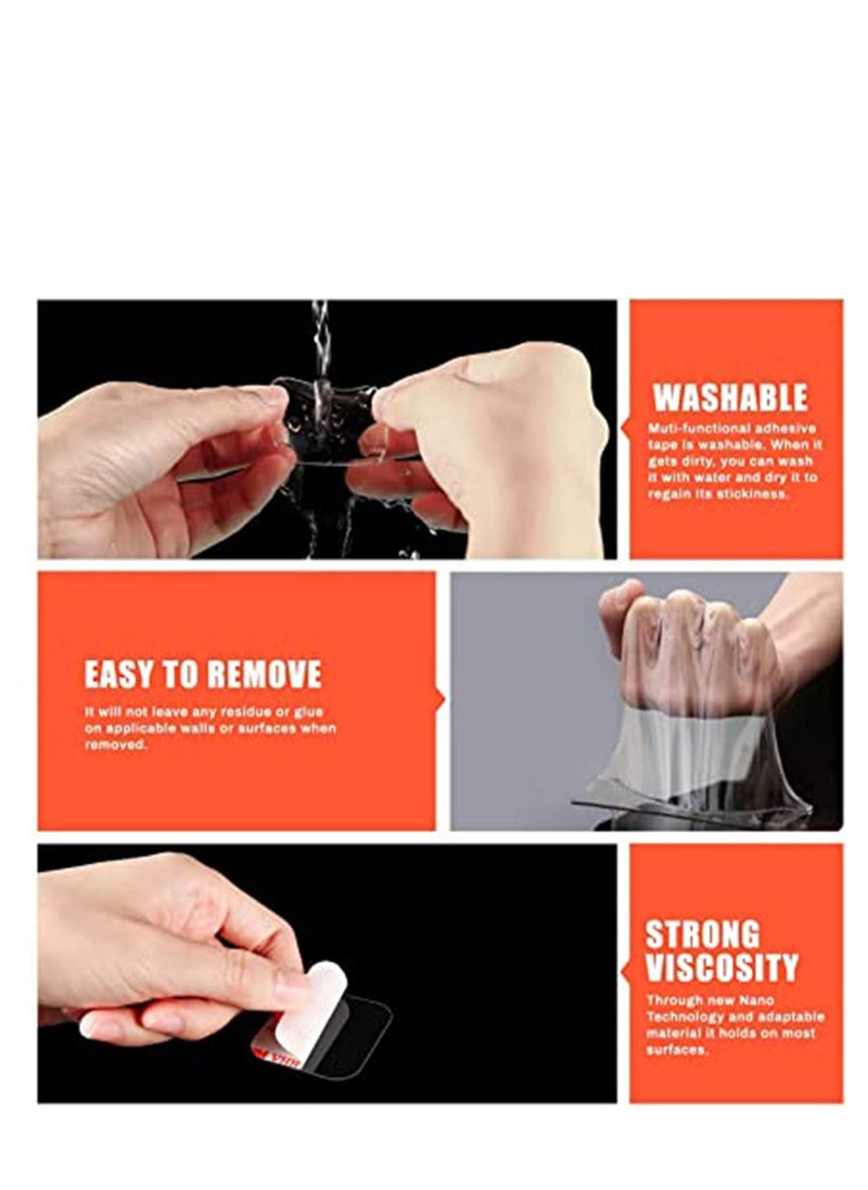 Double Sided Sticky Pads Reusable Tape, Multipurpose Nano Removable Traceless Mounting Tape, Washable Traceless Clear Adhesive Tape, Strong Pad Mounting Tape for Household