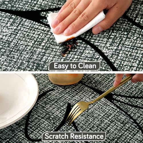 HOKIPO 'Elira Series' Stretch Fit Water-Repellent & Anti-Slip Table Cloth for 4 Seater, Size 55X31 inch, Intense Grey Abstract Floral (AR-5941-C2) - Image 5