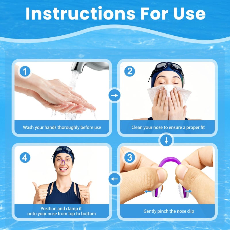 LAMAY 10-Pack Silicone Swimming Nose Clips – Waterproof Nose Plugs for Swimming and Water Sports, Comfortable and Durable with Storage Box (Multi-Color and White) - Image 2
