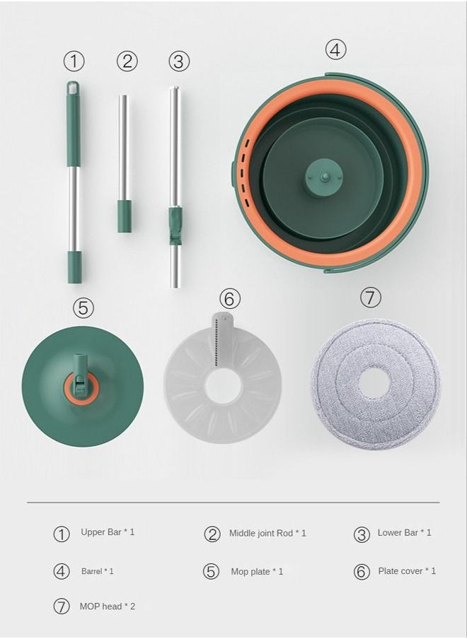 Taimi - 360 Degree Rotating Mop and Bucket Set Flat Design Self-separating Clean and Dirty Water with 4 Pieces of Microfiber and Extendable Handle Ideal for Cleaning All Kinds of Floors - Image 1