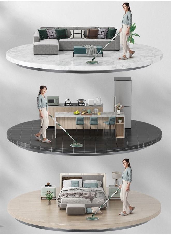 Taimi - 360 Degree Rotating Mop and Bucket Set Flat Design Self-separating Clean and Dirty Water with 4 Pieces of Microfiber and Extendable Handle Ideal for Cleaning All Kinds of Floors - Image 1