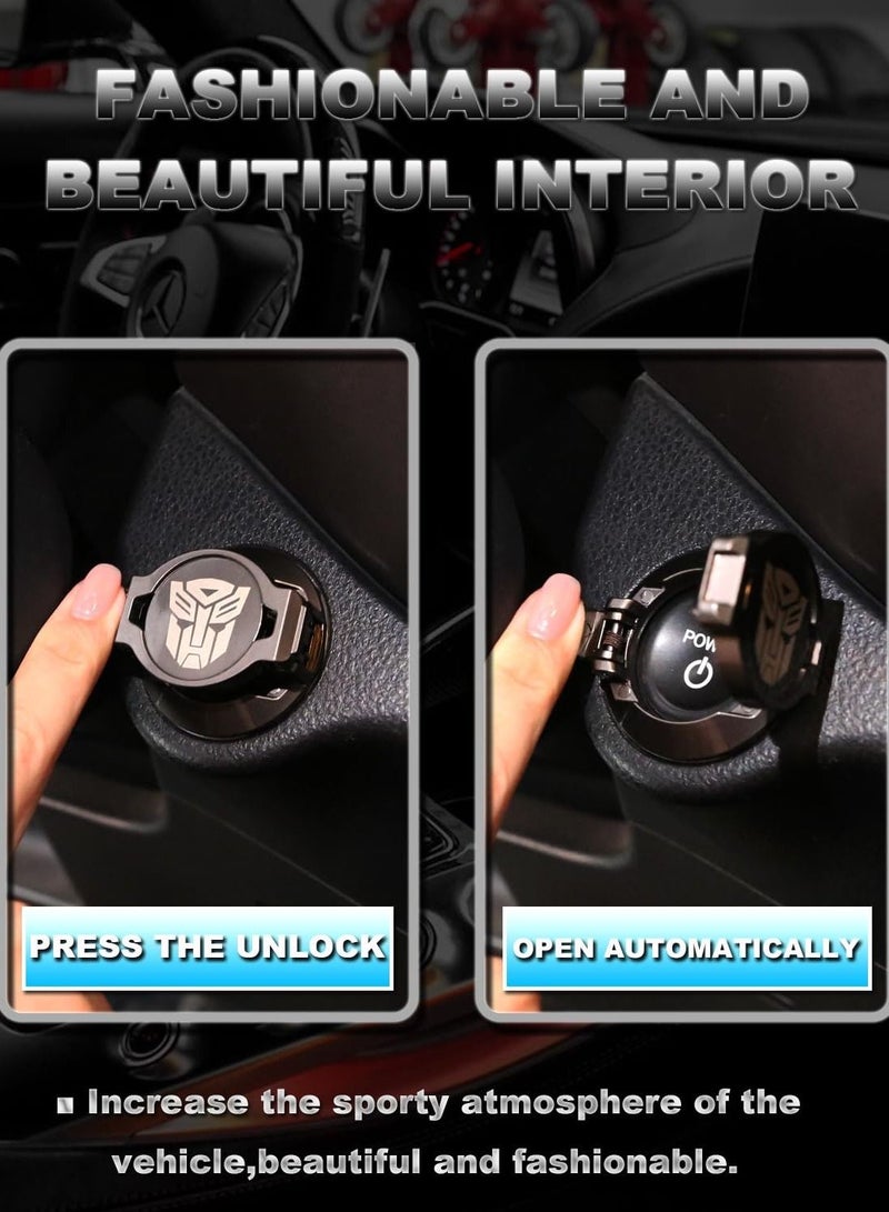 Y&D Transformers Push Start Button Cover, Universal Engine Stop Cover Aluminum Alloy Car Power Control Trim to Key Protective  - Image 4