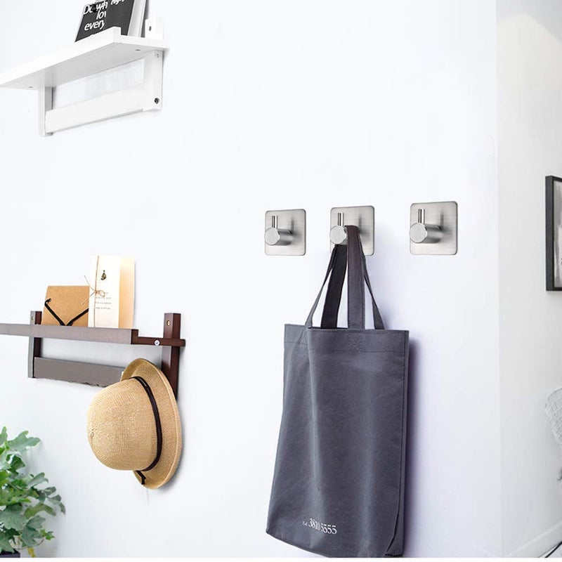 BluBasket Heavy Duty Adhesive Wall Hooks Waterproof Stainless Steel Hooks for Hanging Coat HatTowel Set of 4 - Image 5