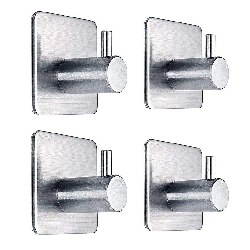 BluBasket Heavy Duty Adhesive Wall Hooks Waterproof Stainless Steel Hooks for Hanging Coat HatTowel Set of 4 - Image 1