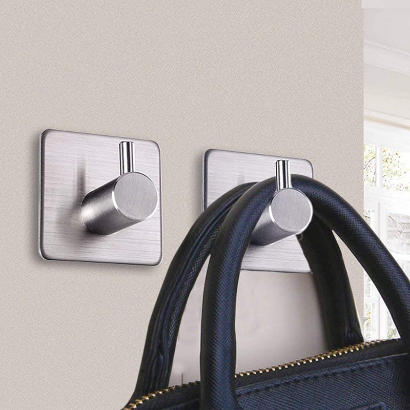 BluBasket Heavy Duty Adhesive Wall Hooks Waterproof Stainless Steel Hooks for Hanging Coat HatTowel Set of 4 - Image 4