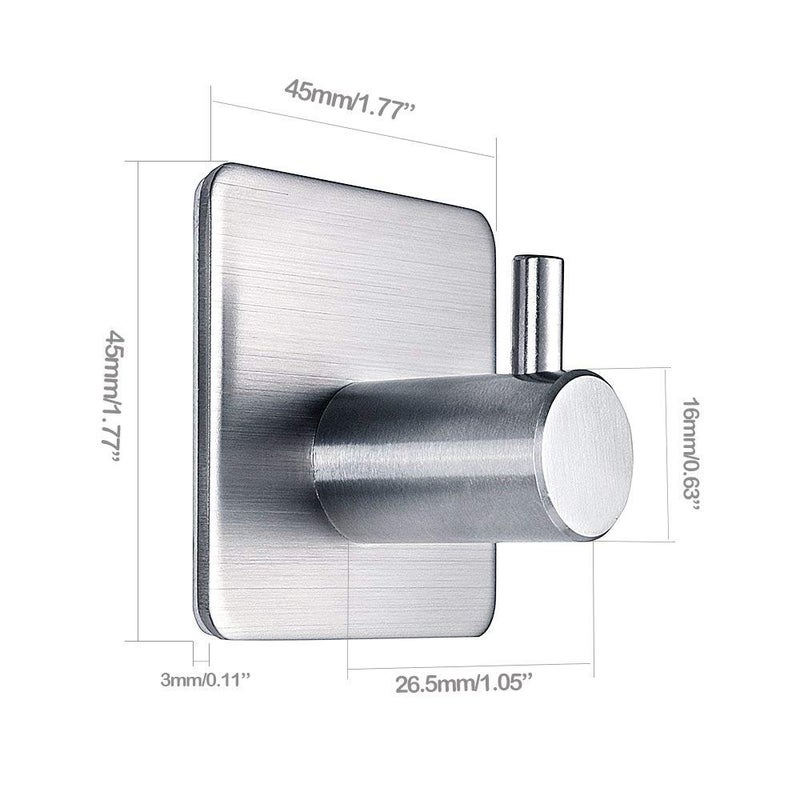 BluBasket Heavy Duty Adhesive Wall Hooks Waterproof Stainless Steel Hooks for Hanging Coat HatTowel Set of 4 - Image 3