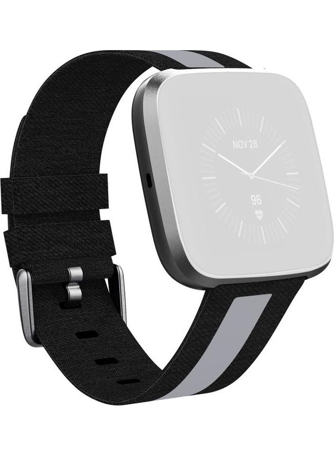 NIBEMINENT Reflective Canvas Strap For Fitbit Versa Black - Image 1