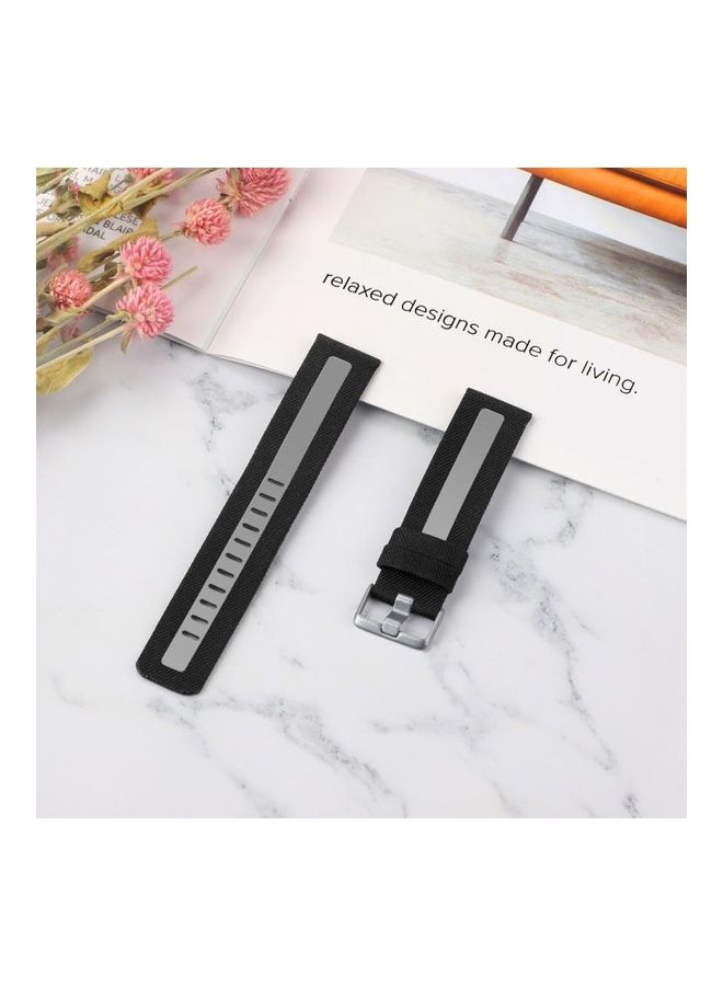 NIBEMINENT Reflective Canvas Strap For Fitbit Versa Black - Image 4